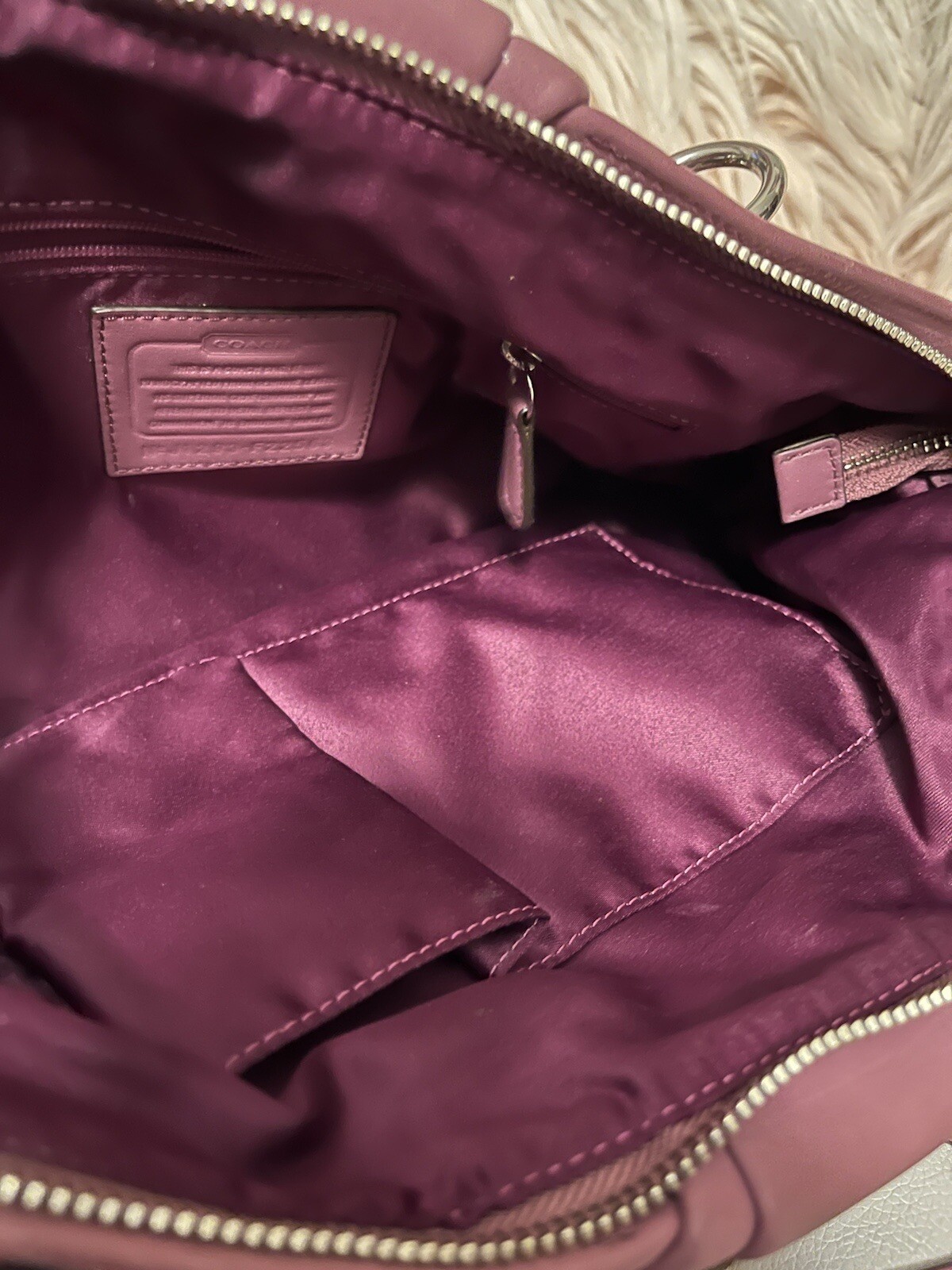 Coach Madison Sophia Medium Pink Berry Leather Satchel Handbag $398
