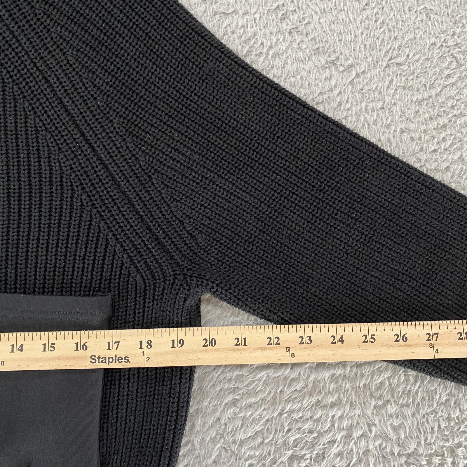 Varley Sweater Jacket Womens XS Delfern Black Rib Knit Funnel Neck Patch Pockets