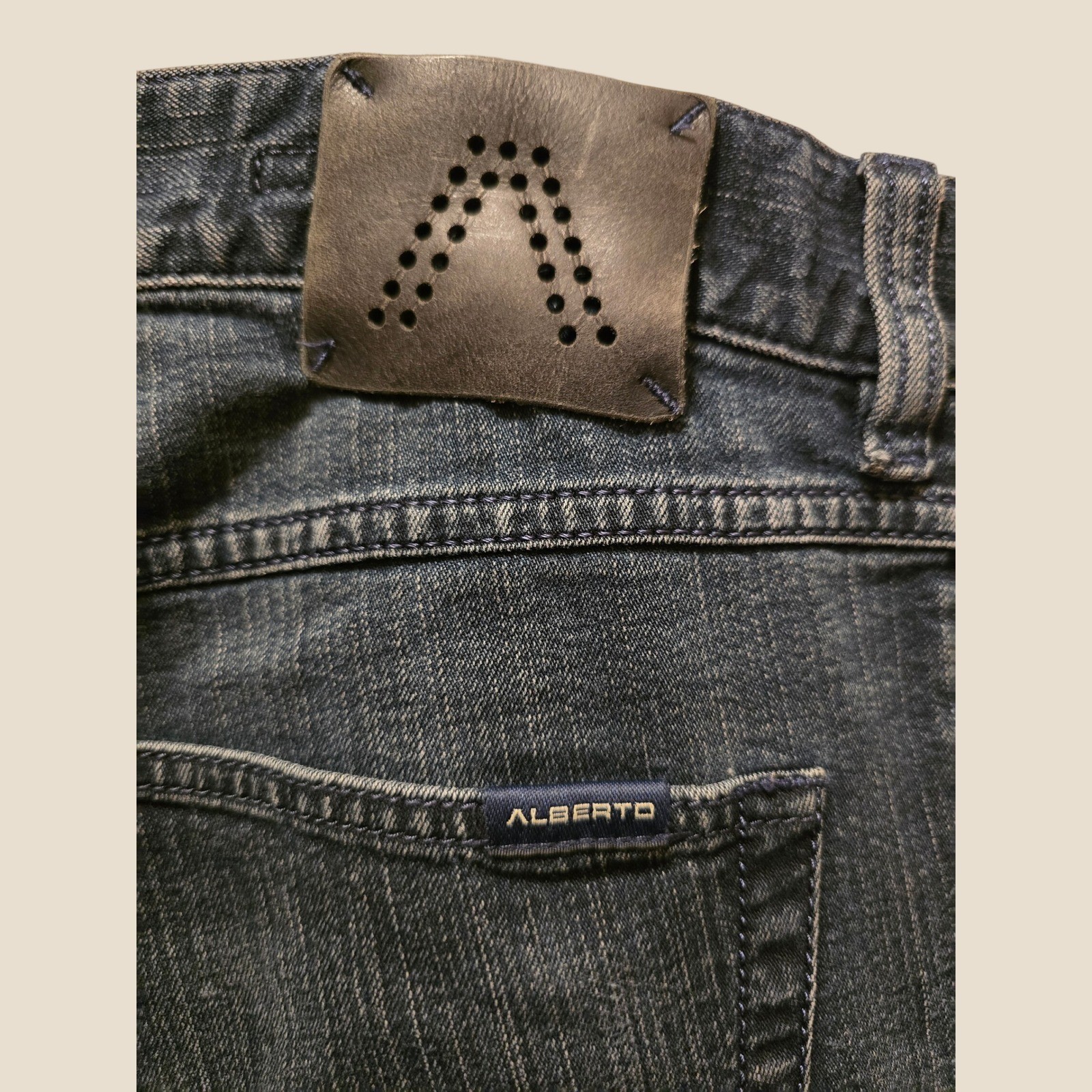 Alberto Pipe Regular Slim Fit Jeans Mens 32×32 Dark Wash Blue T400 Denim 4817