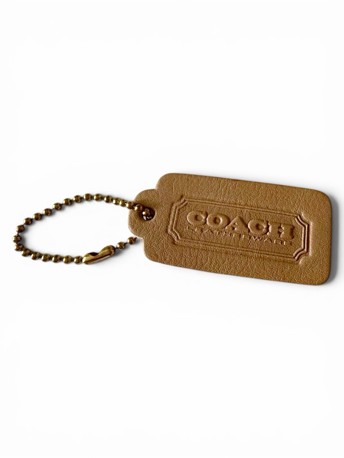 Vtg Coach 2.25″ Hang Tag Fob Leatherware 1 Sided British Tan Pre ’94 Bag Charm