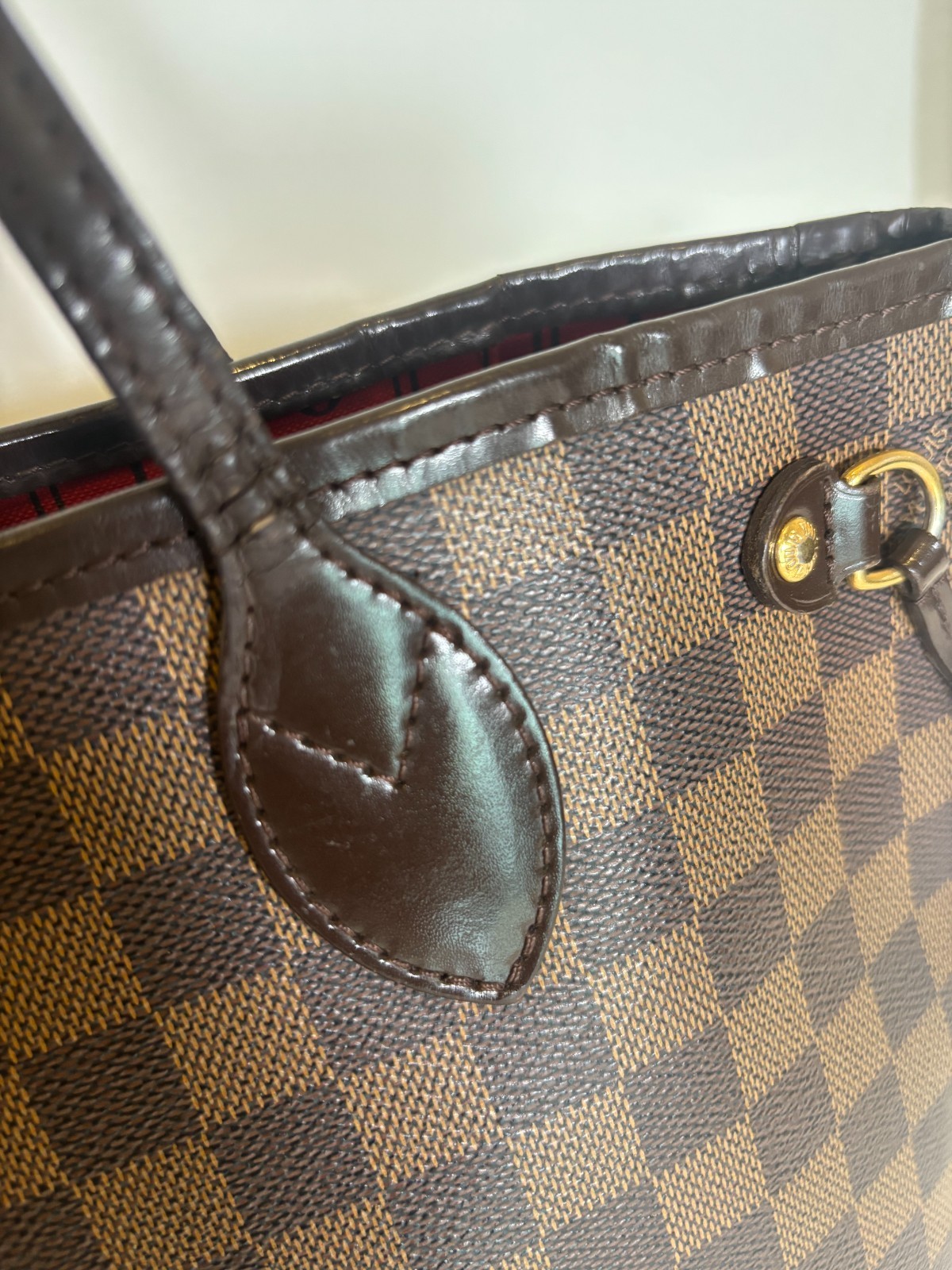 LOUIS VUITTON Neverfull PM Damier Ebene Canvas Brown Tote Bag N51109 Authentic