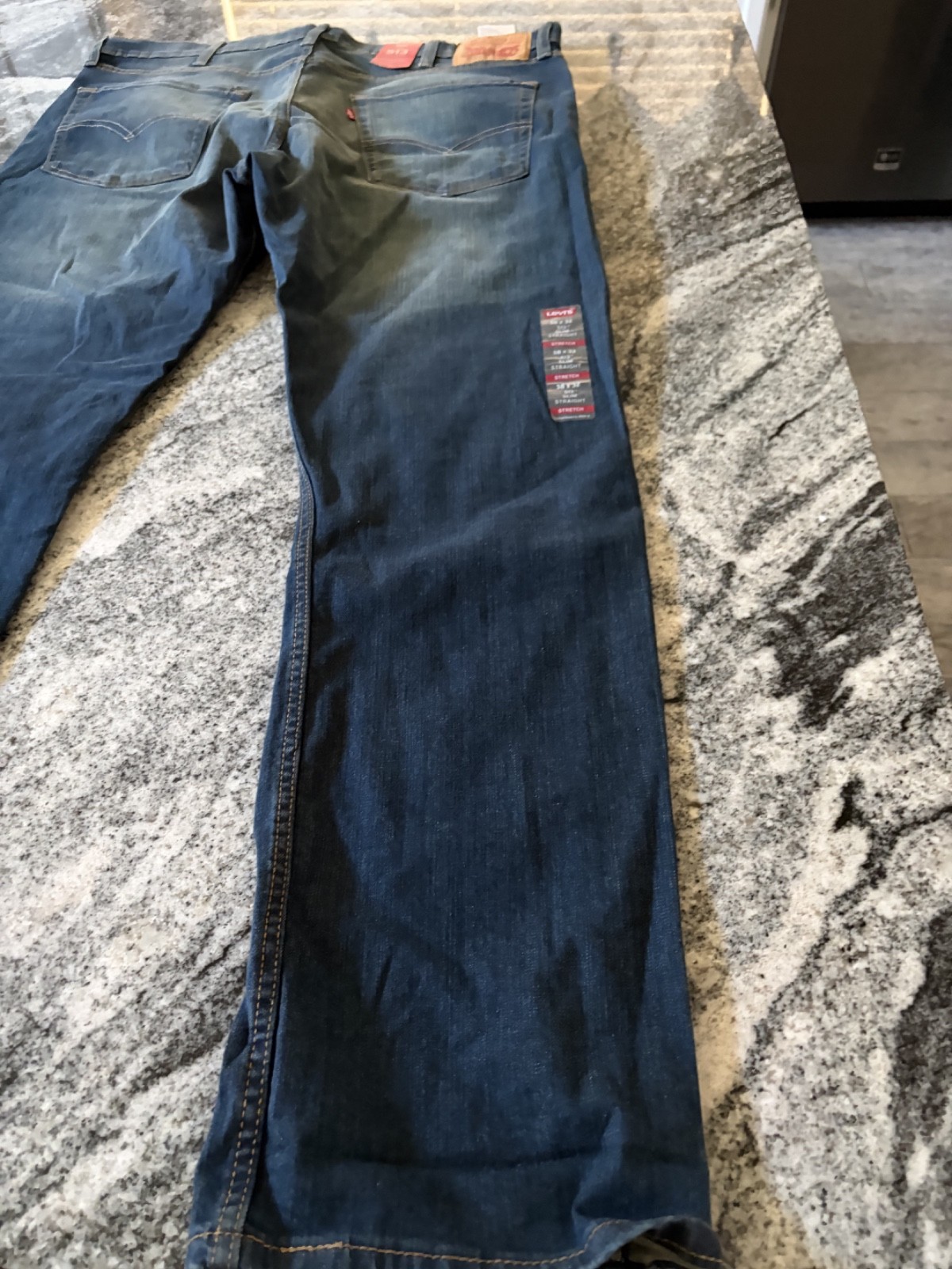 NEW WITH TAGS Levi’s 513 Slim Straight Jeans Mens 38×32 Blue Denim Stretch