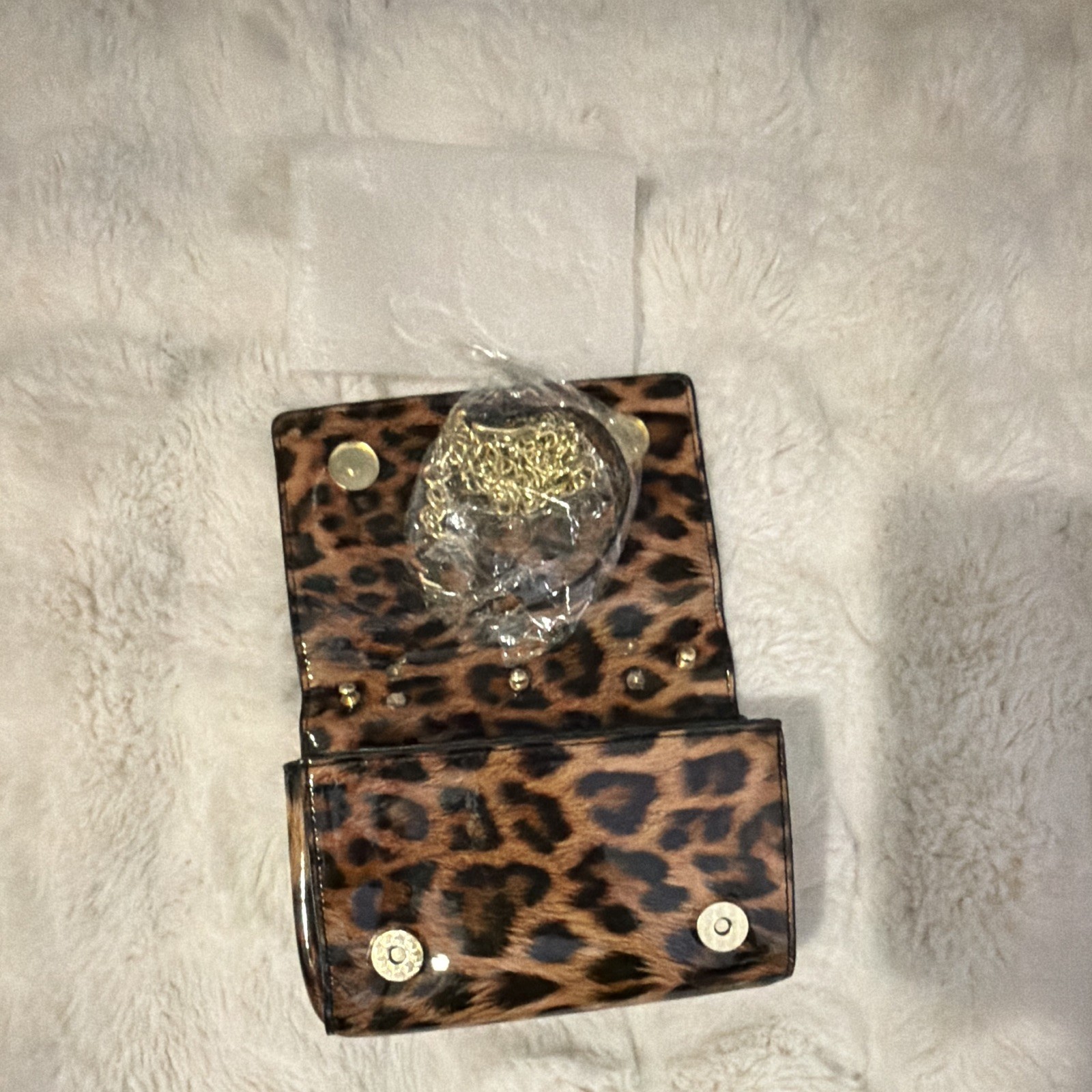 Dolce & Gabbana Leopard Print Mini Crossbody Bag Gold Chain Strap DG Logo
