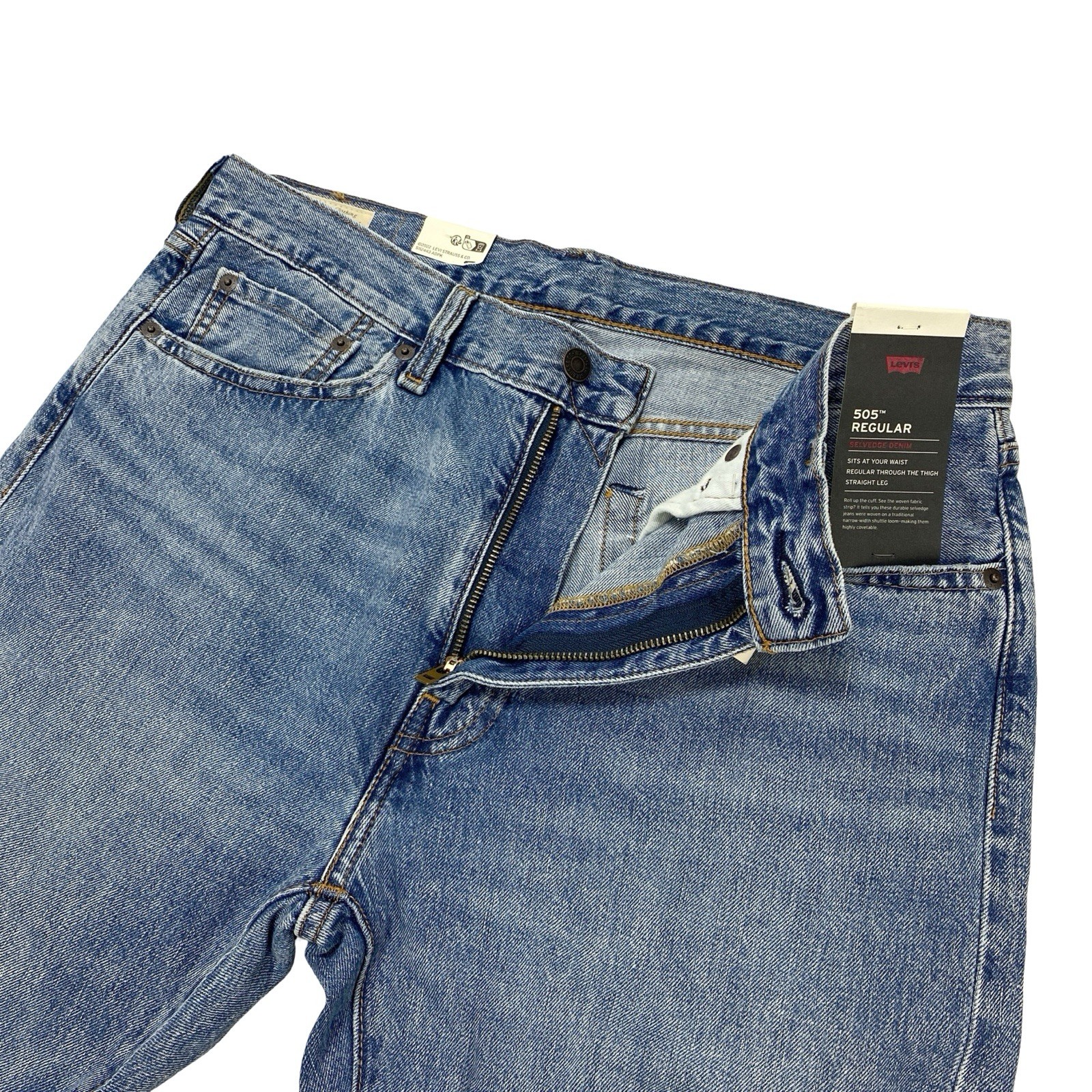 Levi’s Premium Men’s 505 Regular Fit Selvedge Denim Jeans Size 33 x 34