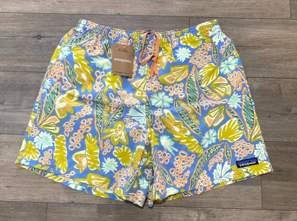 Patagonia Baggies Mens M Lined Shorts Elastic Waist Hawaiian Floral Shorts