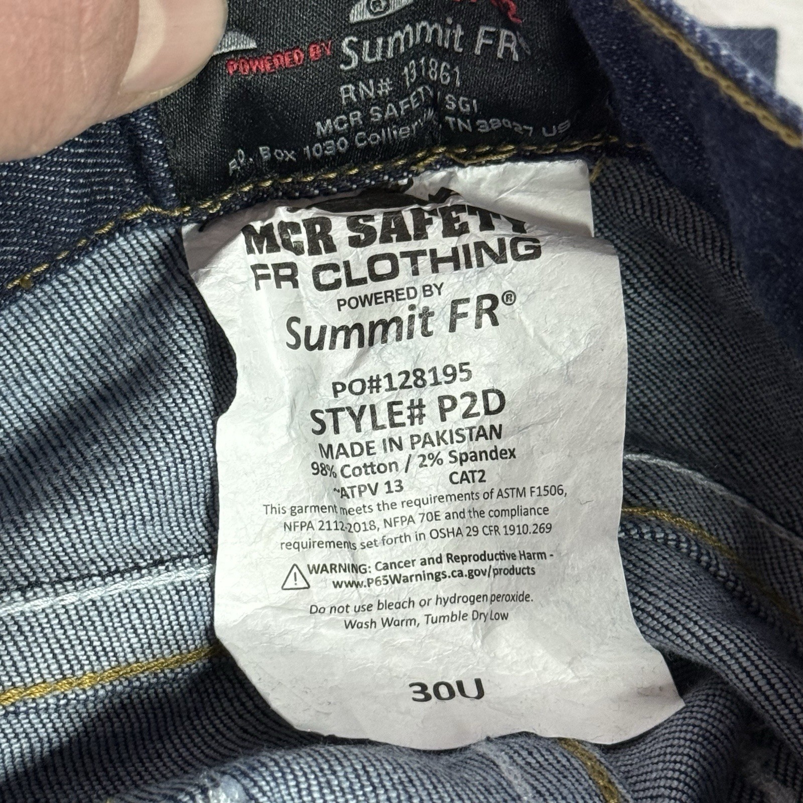 Lot of 2 MCR Safety P2D3034 FR Jeans 30U Straight Leg CAT 2 New