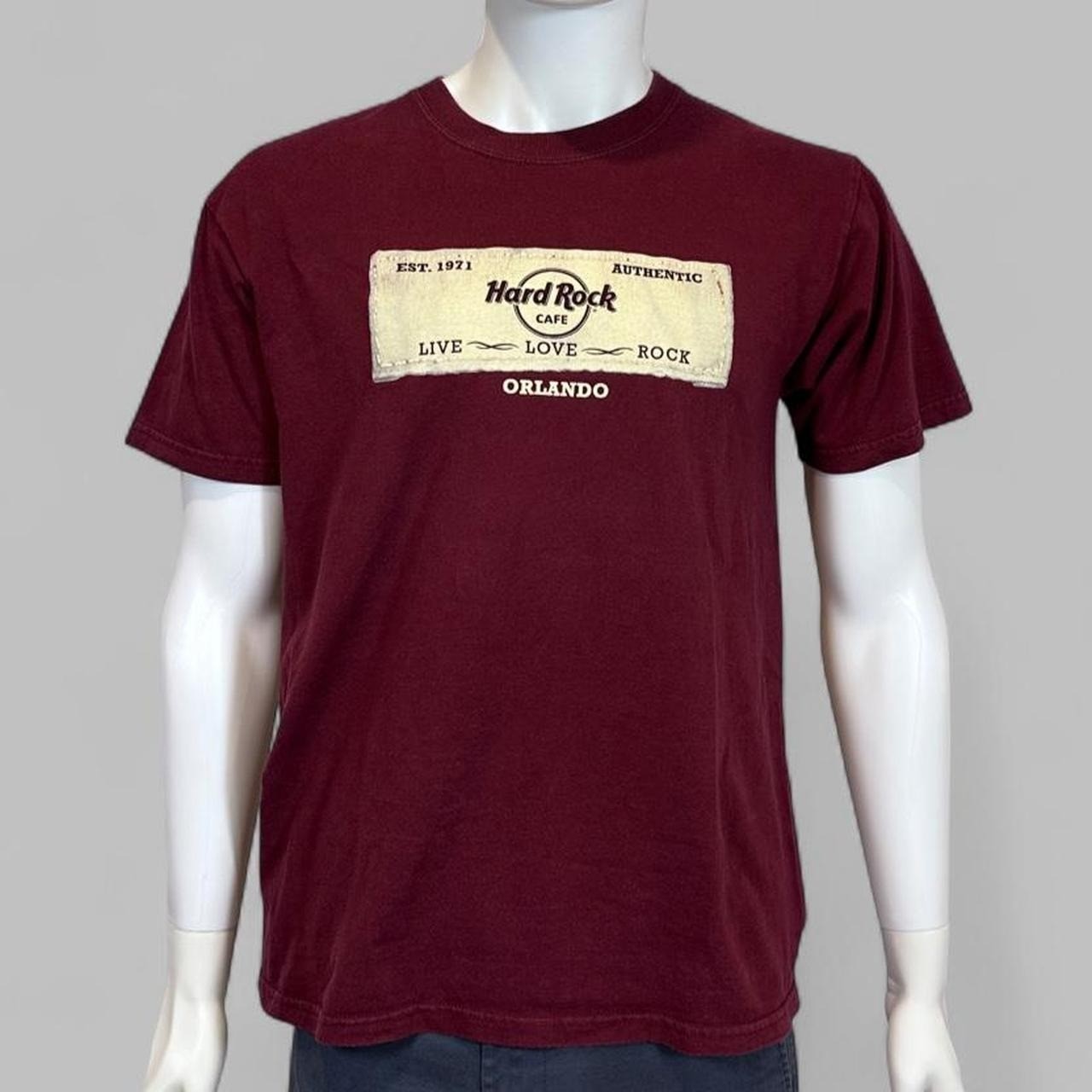 Hard Rock Cafe Orlando Graphic T Shirt Burgundy Logo Tee Mens Medium