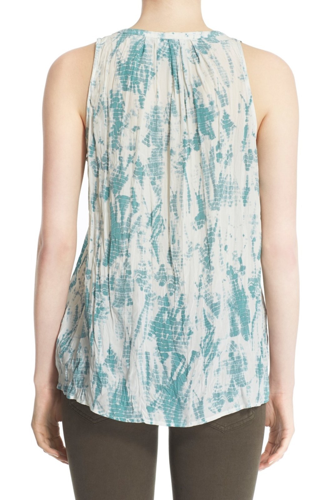JOIE Aruna Tie-Dye 100% Silk Top Blouse NWT Blue Haze/ White Moss Teal Sz S $188