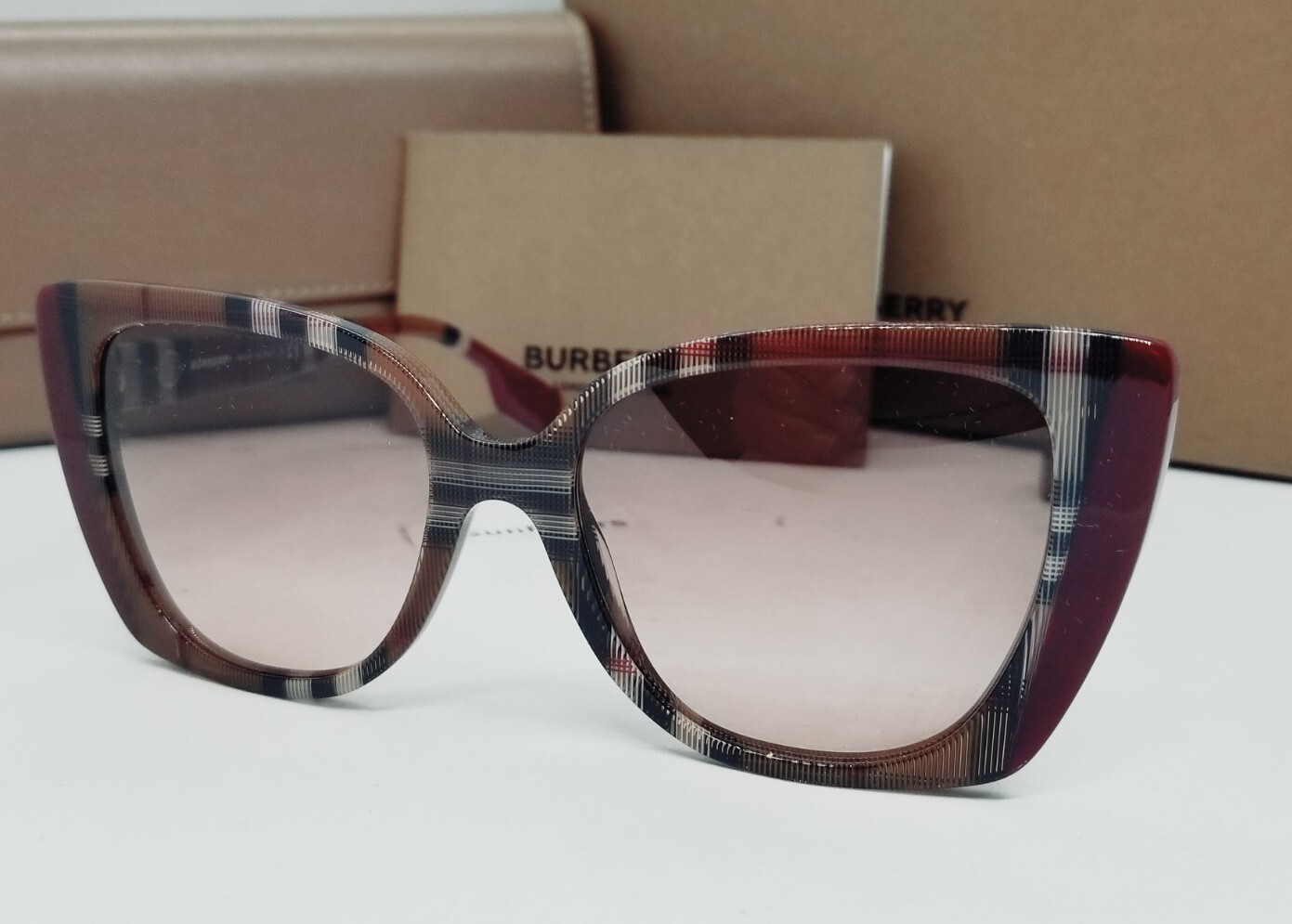BURBERRY brown check/pink gradient MERYL BE4393 405413 54 sunglasses NEW IN BOX!