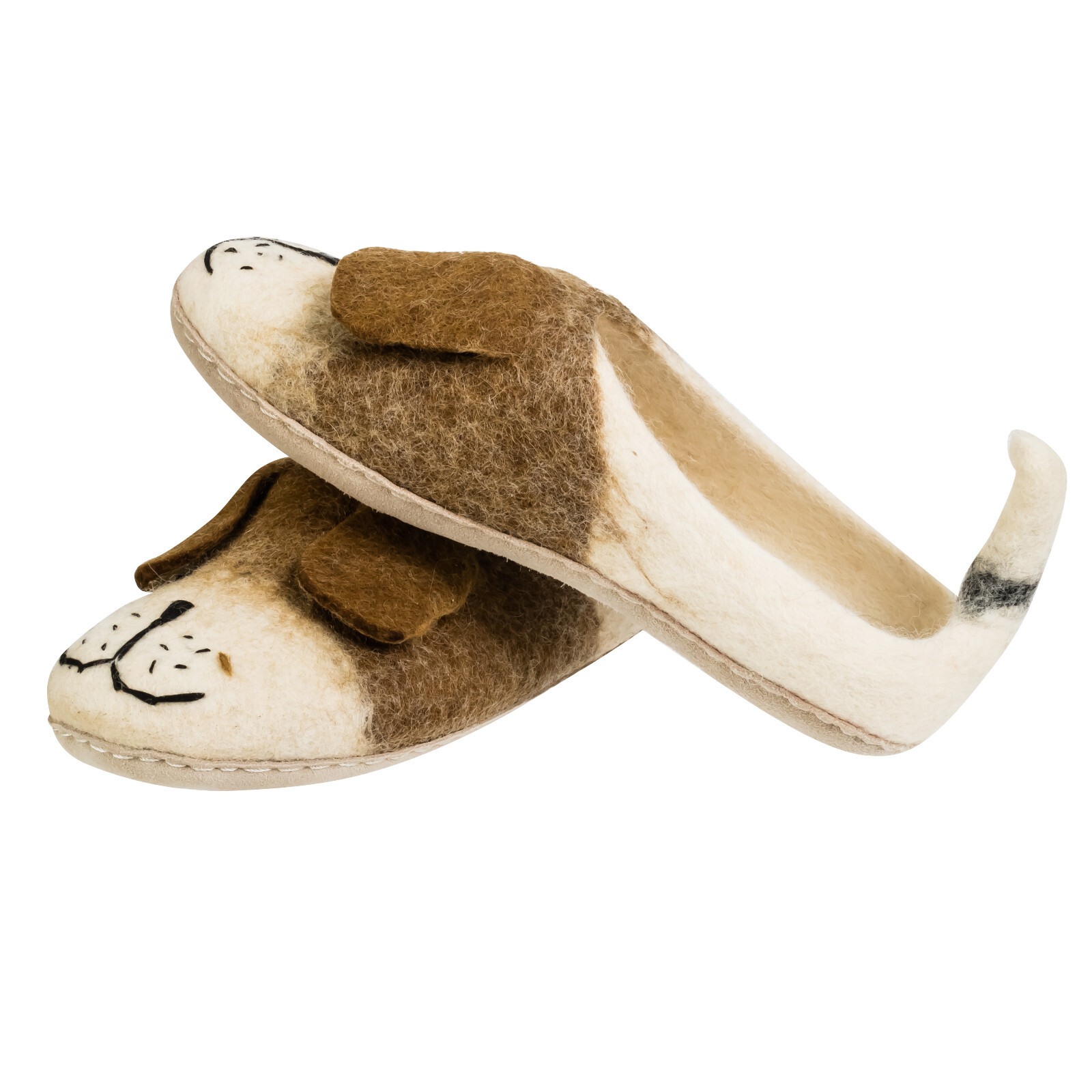 Eco Friendly Natural Sheep Wool Felted Handmade Dog Shaped Slippers