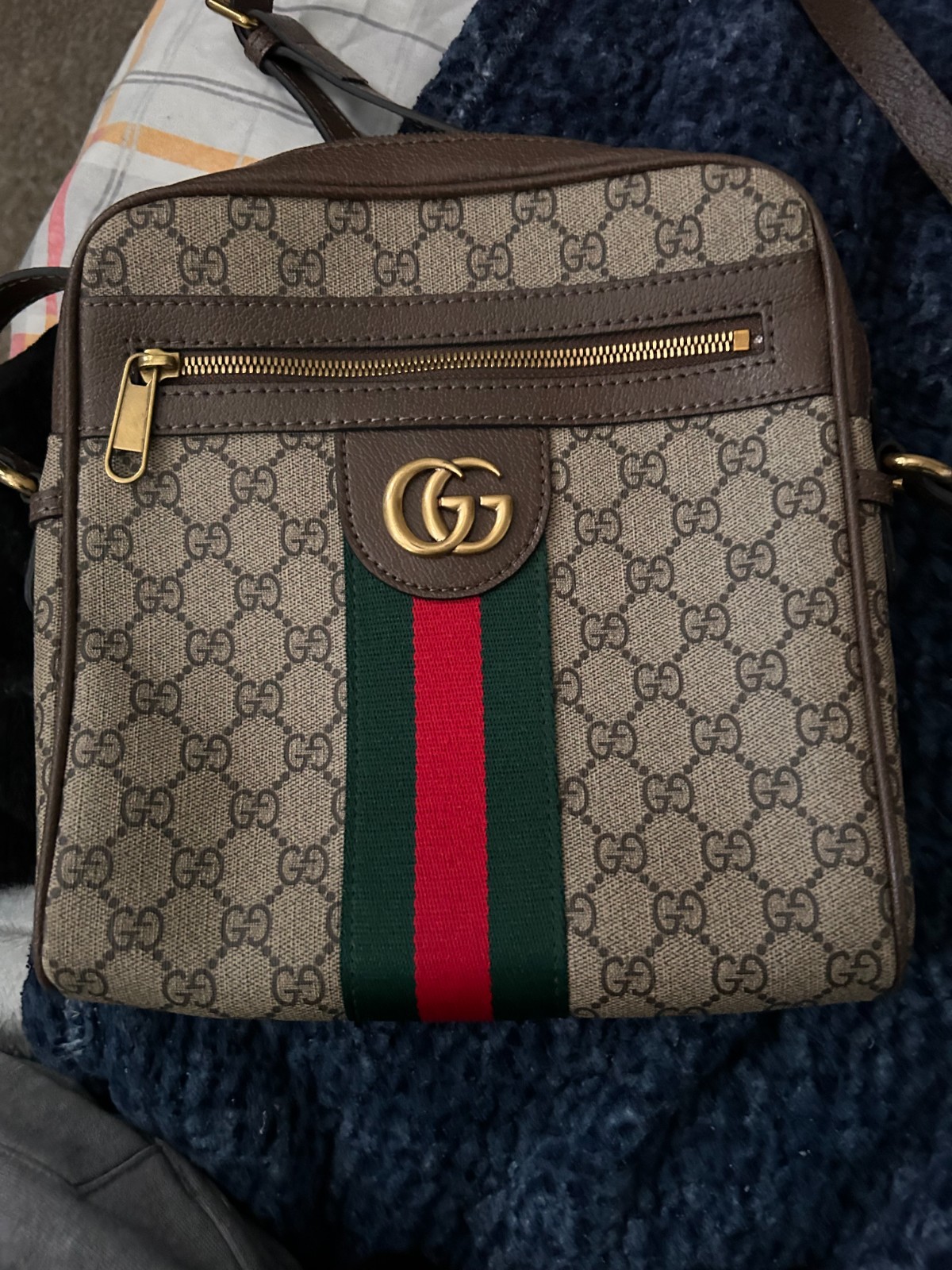 Gucci Ophidia Small Messenger Bag 547926 GG Supreme Beige/Ebony Brown
